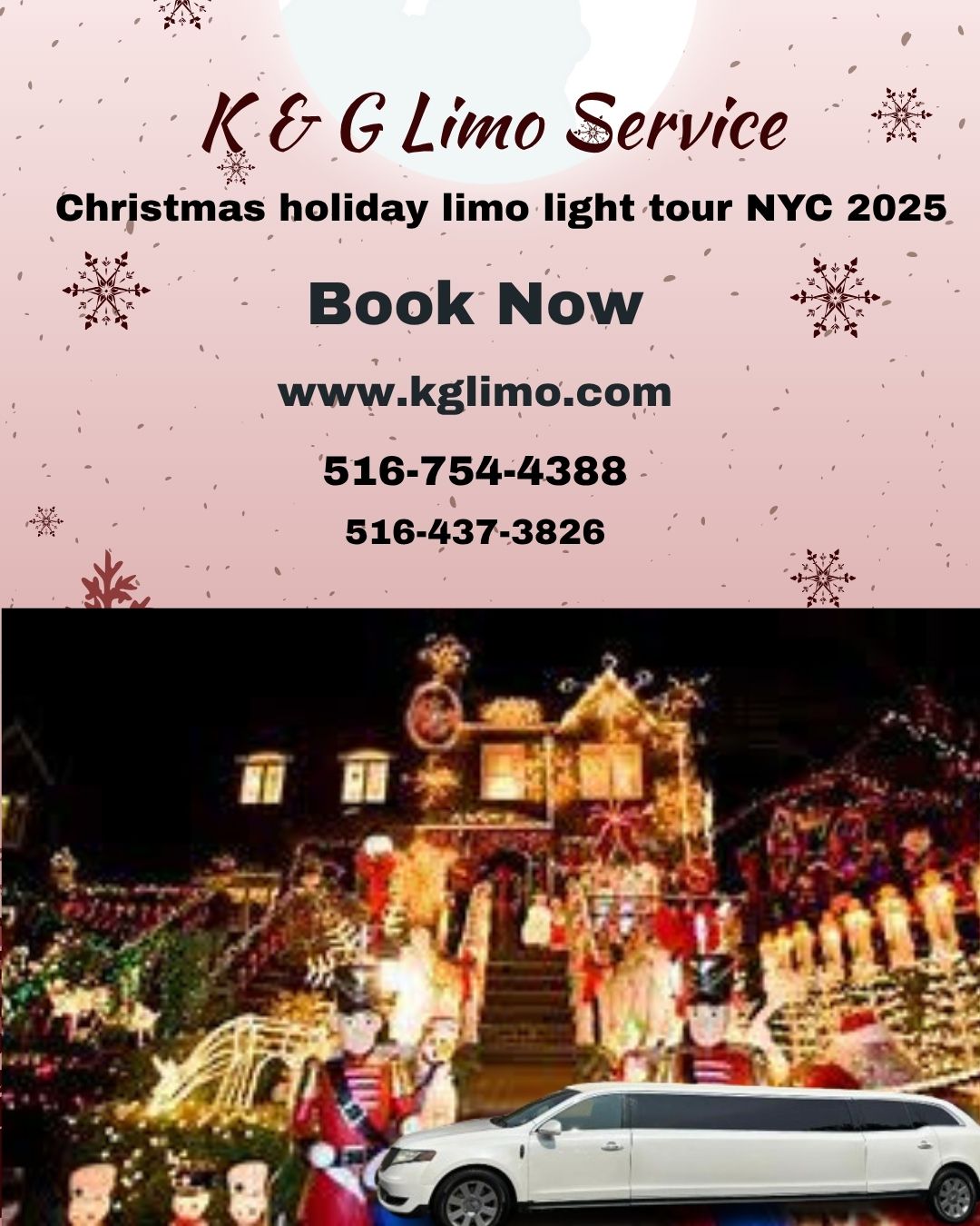Christmas holiday limo light tour NYC 2025